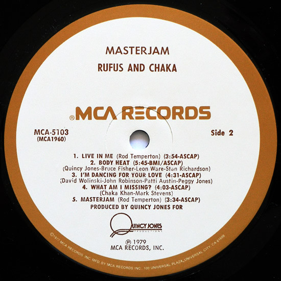 Rufus & Chaka Khan - Masterjam | MCA Records (MCA-5103) - 5