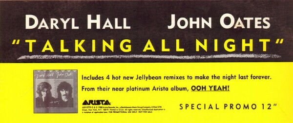 Daryl Hall & John Oates - Talking All Night | Arista (ADP-9779) - 4 Daryl Hall & John Oates - Talking All Night | Arista (ADP-9779) - 4