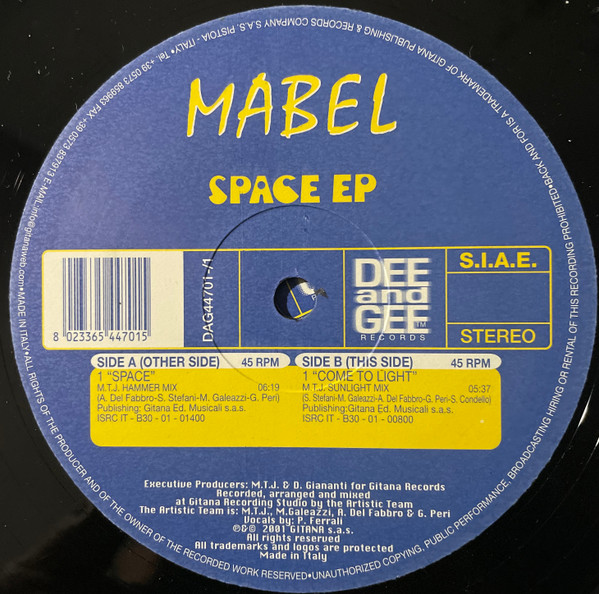Mabel - Space E.P. | Dee And Gee Records (DAG 44701 - 1/2) - 3 Mabel - Space E.P. | Dee And Gee Records (DAG 44701 - 1/2) - 3