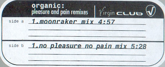 Organic - Pleasure & Pain Remixes | Virgin Club (VGP 000072) - main