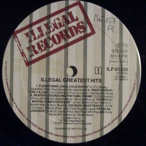 Various - Illegal Greatest Hits | Illegal Records (ILP 85330) - 3 Various - Illegal Greatest Hits | Illegal Records (ILP 85330) - 3