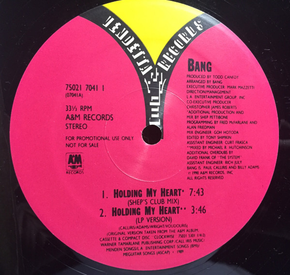 Bang - Holding My Heart | A&M Records (75021 7041 1) - main Bang - Holding My Heart | A&M Records (75021 7041 1) - main