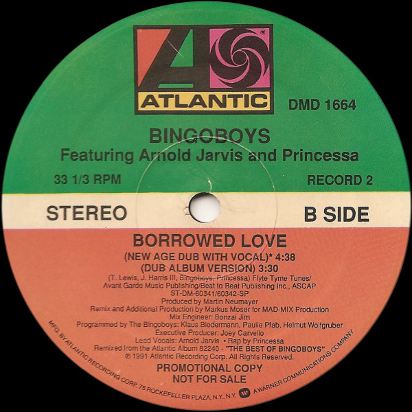 Bingoboys Featuring Arnold Jarvis And Princessa - Borrowed Love | Atlantic (DMD 1664) - 4 Bingoboys Featuring Arnold Jarvis And Princessa - Borrowed Love | Atlantic (DMD 1664) - 4