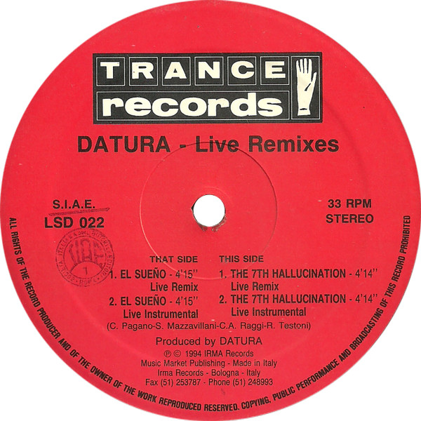 Datura - Live Remixes (El Sueno - The 7th Hallucination) | Trance Records (LSD 022) - 3 Datura - Live Remixes (El Sueno - The 7th Hallucination) | Trance Records (LSD 022) - 3
