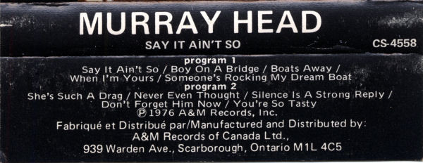 Murray Head - Say It Ain't So | A&M Records (CS-4558) - 2 Murray Head - Say It Ain't So | A&M Records (CS-4558) - 2