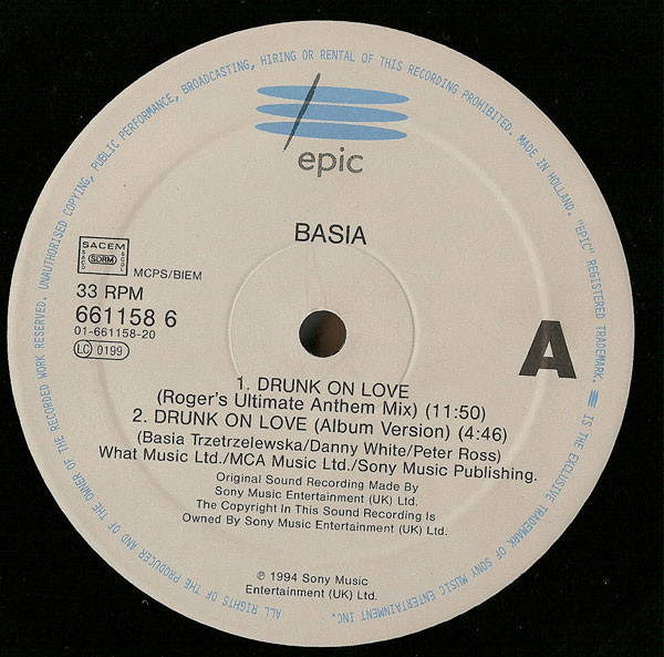 Basia - Drunk On Love (Roger S Remix) | Epic (661158 6) - 2