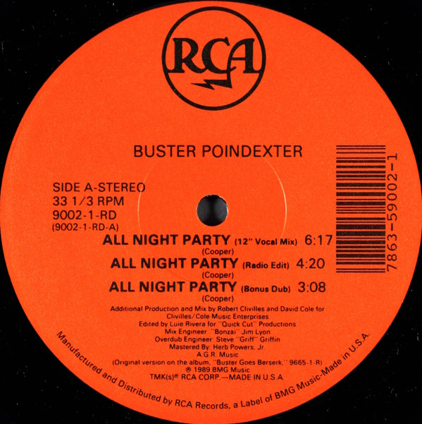 Buster Poindexter - All Night Party | RCA (9002-1-RD) - 4