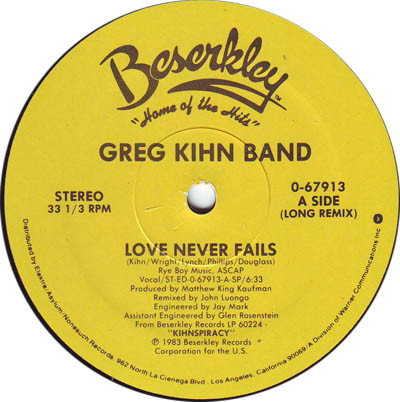 Greg Kihn Band - Love Never Fails | Beserkley (0-67913) - 2
