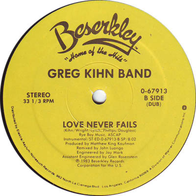Greg Kihn Band - Love Never Fails | Beserkley (0-67913) - 3