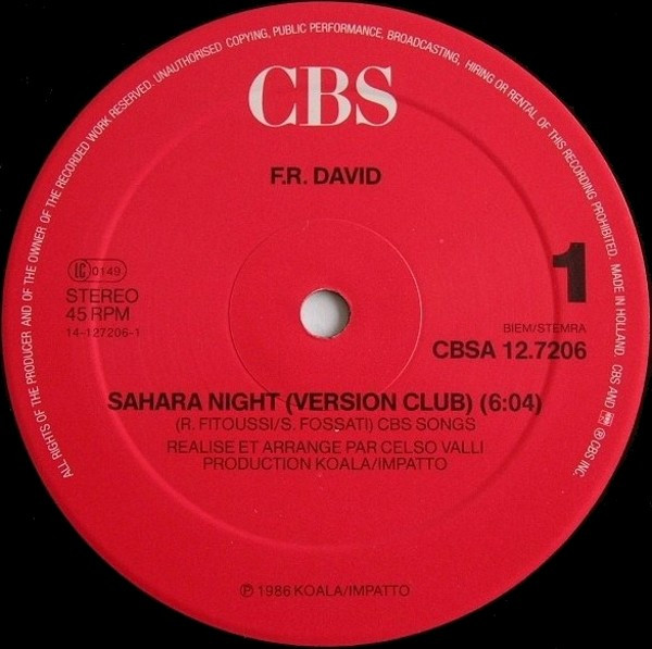 F.R. David - Sahara Night | CBS (CBSA 12.7206) - 3