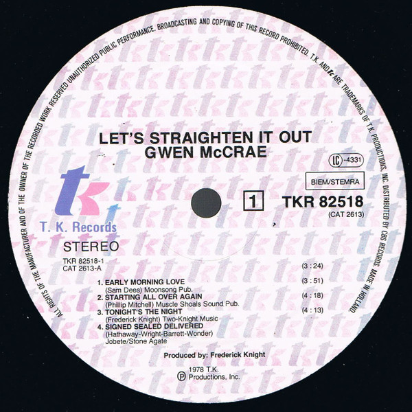Gwen McCrae - Let's Straighten It Out | T.K. Records (TKR 82518) - 3