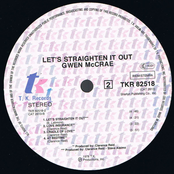 Gwen McCrae - Let's Straighten It Out | T.K. Records (TKR 82518) - 4