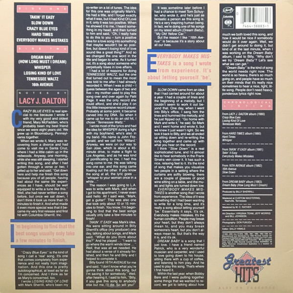 Lacy J. Dalton - Greatest Hits | Columbia (FC 38883) - 2