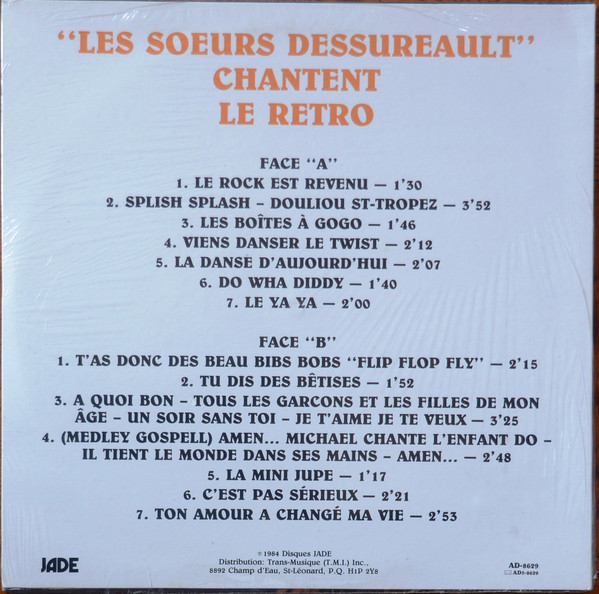 Les Soeurs Dessureault - Chantent Le Rétro | Jade (AD-8629) - 2 Les Soeurs Dessureault - Chantent Le Rétro | Jade (AD-8629) - 2