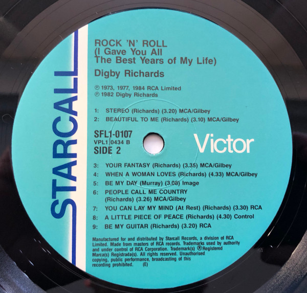 Digby Richards - Rock'N'Roll I Gave You All The Best Years Of My Life | Starcall (SFL1 0107) - 4 Digby Richards - Rock'N'Roll I Gave You All The Best Years Of My Life | Starcall (SFL1 0107) - 4