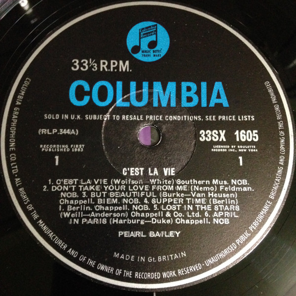 Pearl Bailey - C'Est La Vie | Columbia (33SX 1605) - 3