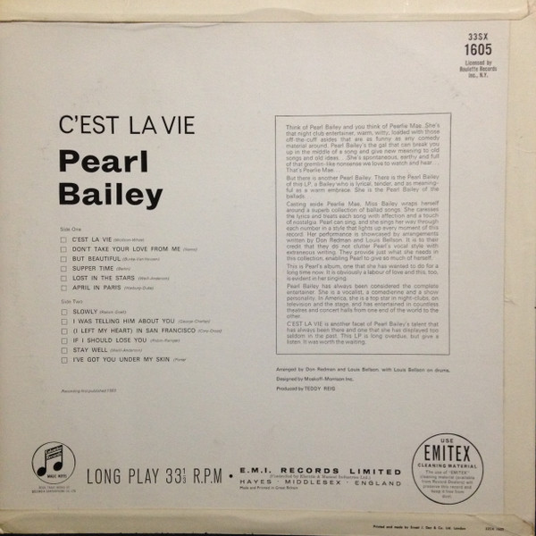 Pearl Bailey - C'Est La Vie | Columbia (33SX 1605) - 2