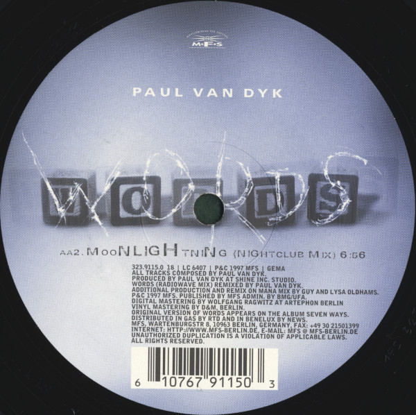 Paul van Dyk - Words (Part 2) | MFS (323.9115.0 18) - 2
