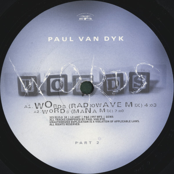 Paul van Dyk - Words (Part 2) | MFS (323.9115.0 18)