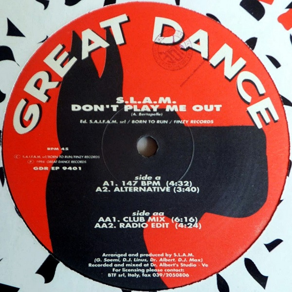 S.L.A.M. - Don't Play Me Out | Great Dance Records (GDR EP 9401)