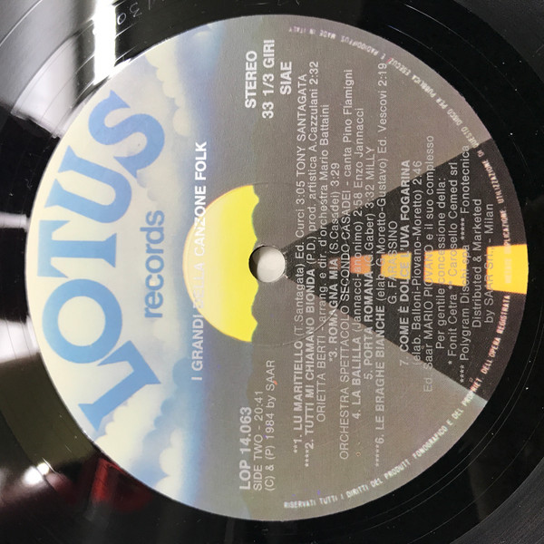 Various - I Grandi Della Canzone Folk | Lotus (LOP 14.063) - 3 Various - I Grandi Della Canzone Folk | Lotus (LOP 14.063) - 3