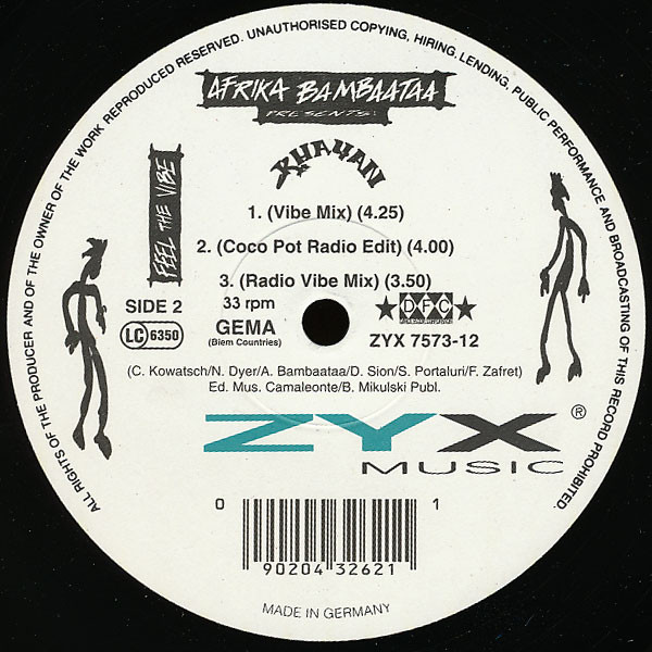 Afrika Bambaataa Presents: Khayan - Feel The Vibe | ZYX Music (ZYX 7573-12) - 2