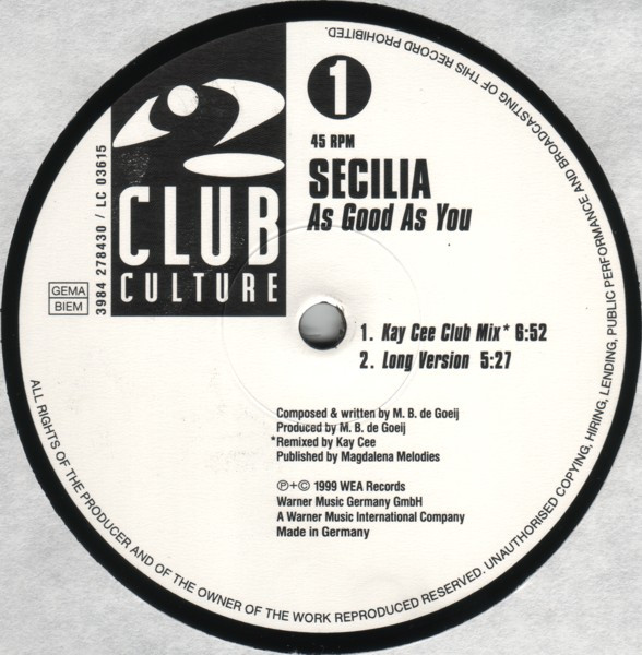 Secilia - As Good As You | Club Culture (3984 27843-0) - 3