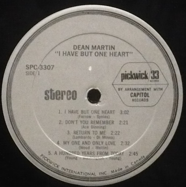 Dean Martin - I Have But One Heart | Pickwick (SPC-3307) - 3 Dean Martin - I Have But One Heart | Pickwick (SPC-3307) - 3