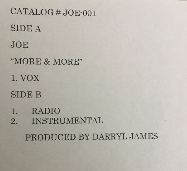 Joe - More & More  | Not On Label (JOE-001)