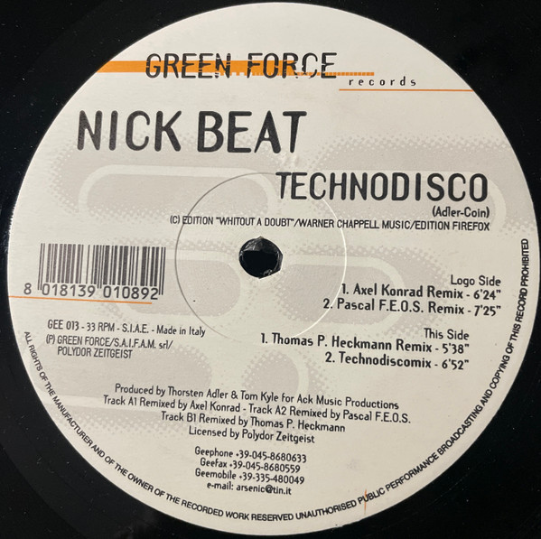 Nick Beat - Technodisco | Green Force (GEE 013) - 3