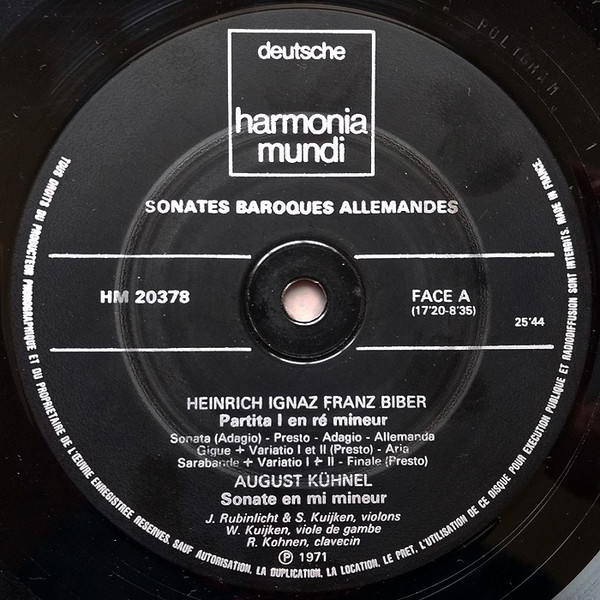 Janine Rubinlicht , Sigiswald Kuijken , Wieland Kuijken , Robert Kohnen - Sonates Baroques Allemandes | Deutsche Harmonia Mundi (HM 20378) - 3