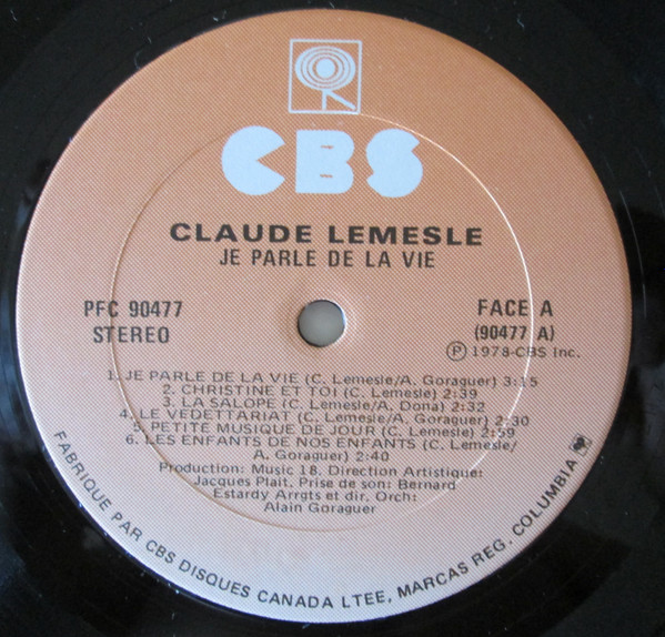 Claude Lemesle - Je Parle De La Vie | CBS (PFC 90477) - 4