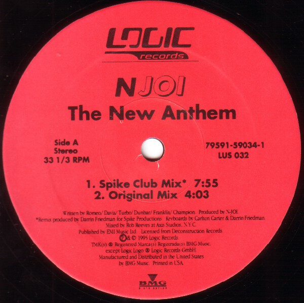 N-Joi Featuring Mark Franklin And Nigel Champion - The New Anthem | Logic Records (LUS 032) - 3