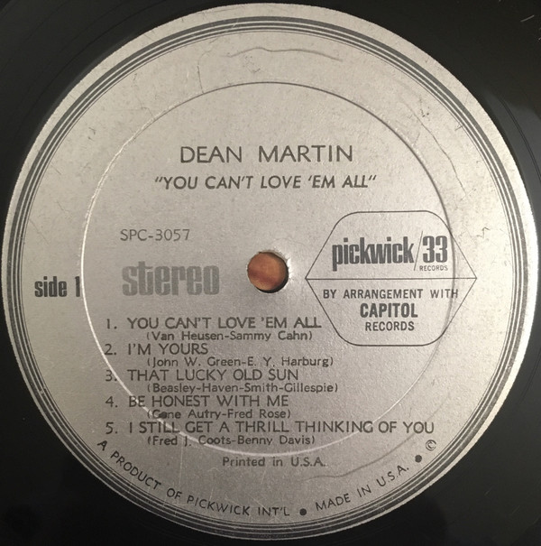 Dean Martin - You Can't Love 'Em All | Pickwick/33 Records (SPC-3057) - 3 Dean Martin - You Can't Love 'Em All | Pickwick/33 Records (SPC-3057) - 3