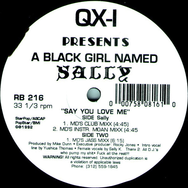 QX-1 Presents A Black Girl Named Sally - Say You Love Me | Rhythm Beat (RB 216) - main QX-1 Presents A Black Girl Named Sally - Say You Love Me | Rhythm Beat (RB 216) - main