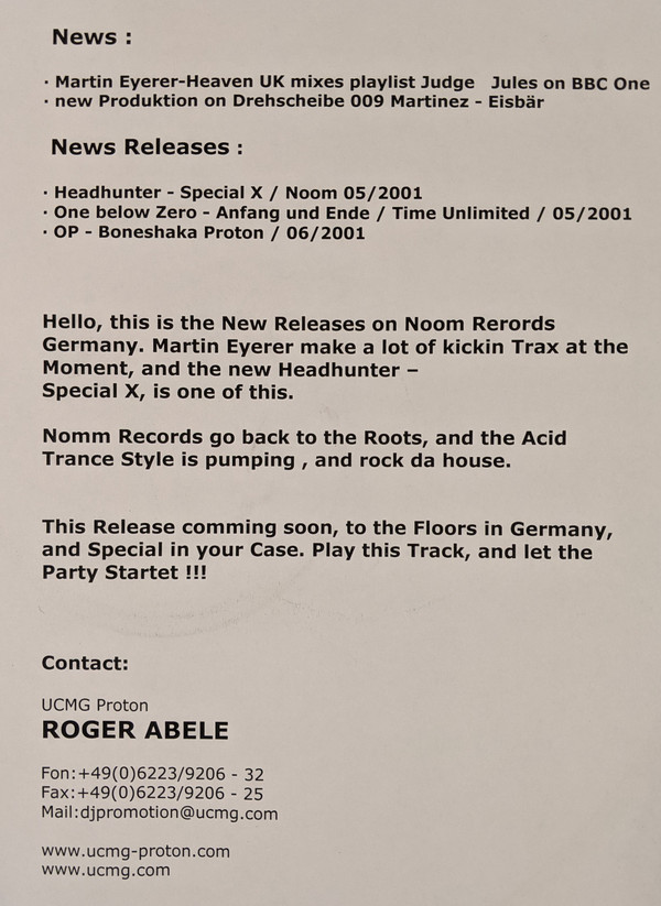 Headhunter - Special X | Noom Records (NOOM061-6) - 3