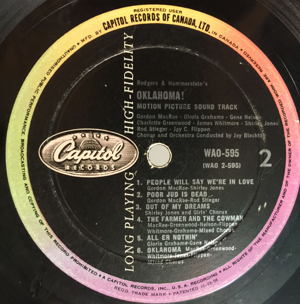 Rodgers And Hammerstein - Oklahoma | Capitol Records (WAO 595) - 3 Rodgers And Hammerstein - Oklahoma | Capitol Records (WAO 595) - 3
