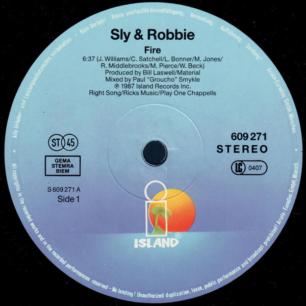 Sly & Robbie - Fire | Island Records (609 271) - 3