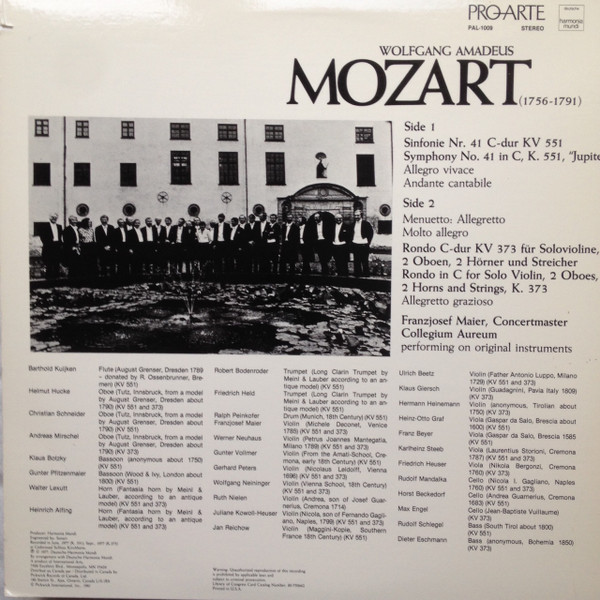 Symphony No. 41 In C K 551 'Jupiter' Rondo In C K. 373