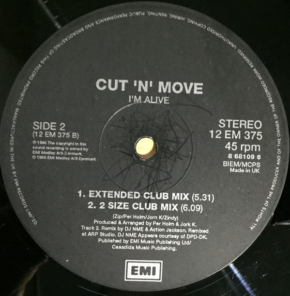 Cut 'N' Move - I'm Alive | EMI United Kingdom (12EM 375) - 3 Cut 'N' Move - I'm Alive | EMI United Kingdom (12EM 375) - 3