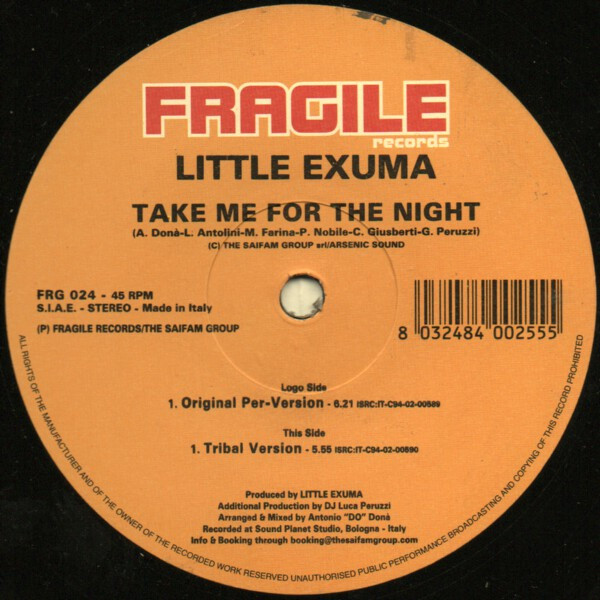 Little Exuma - Take Me For The Night | Fragile Records (FRG 024) - main