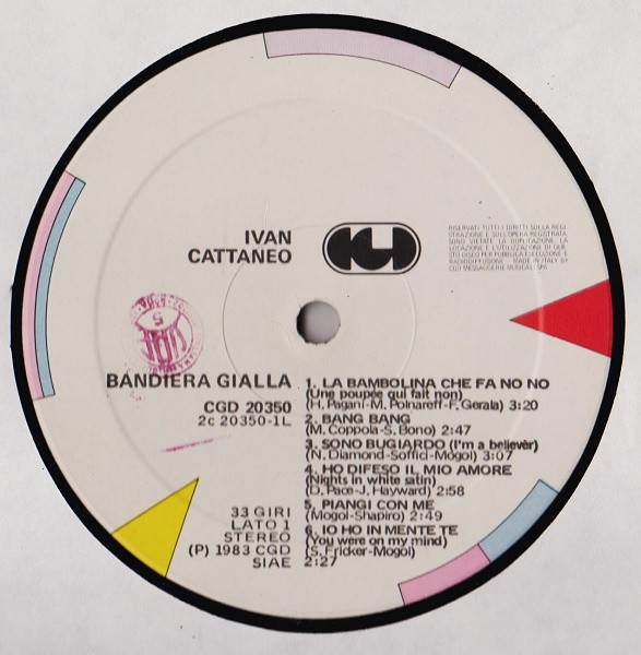 Ivan Cattaneo - Bandiera Gialla | CGD (CGD 20350) - 3
