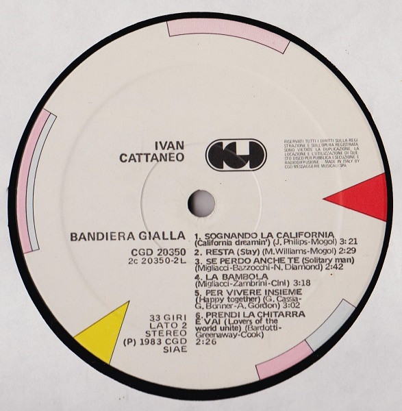 Ivan Cattaneo - Bandiera Gialla | CGD (CGD 20350) - 4
