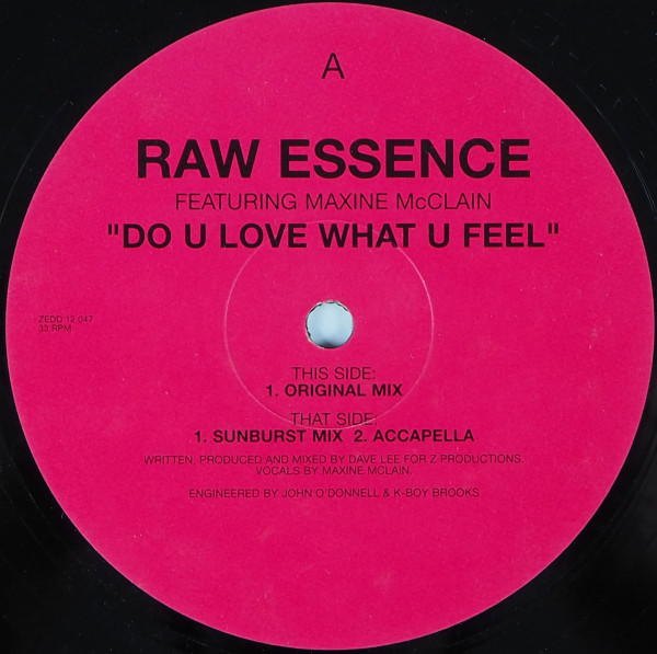Joey Negro Presents Raw Essence Featuring Maxine McClain - Do U Love What U Feel | Z Records (ZEDD 12 047)