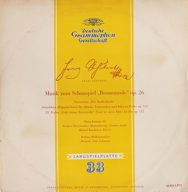 Franz Schubert - Musik Zum Schauspiel "Rosamunde" Op. 26 | Deutsche Grammophon (18 101 LPM)
