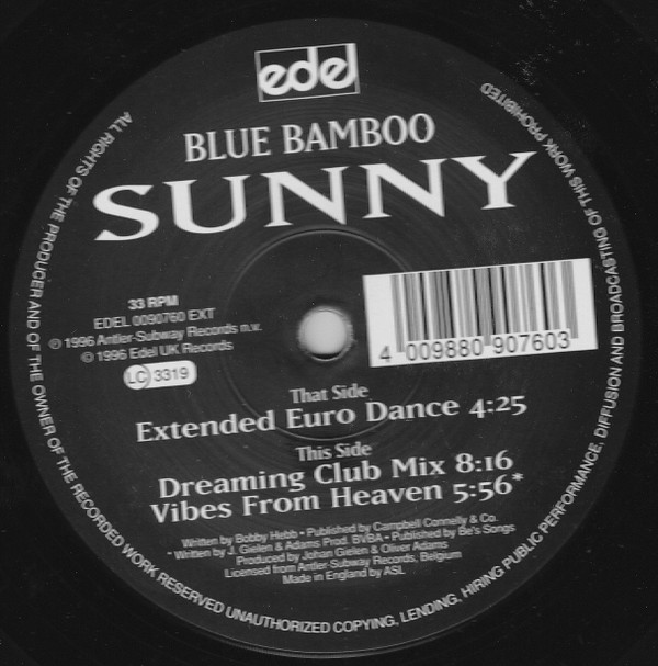 Blue Bamboo - Sunny | Xtravaganza Recordings (0090760 EXT)