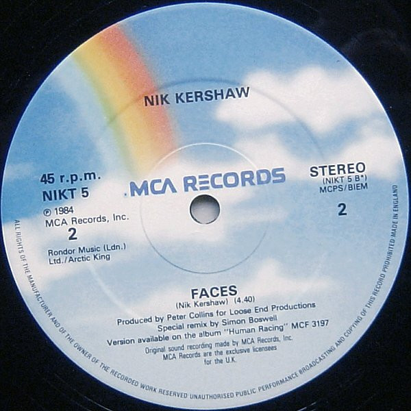 Nik Kershaw - Human Racing | MCA Records (NIKT 5) - 4 Nik Kershaw - Human Racing | MCA Records (NIKT 5) - 4