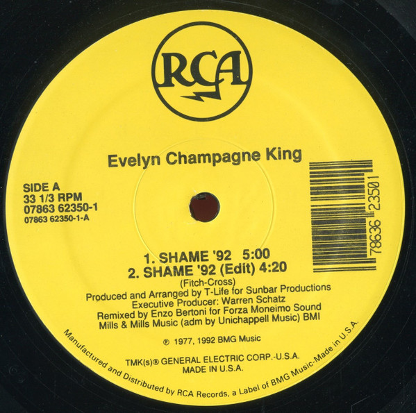 Evelyn Champagne King - Shame | RCA (07863 62350-1)