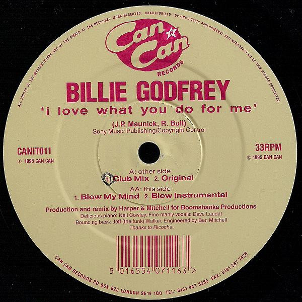 Billie Godfrey - I Love What You Do For Me | Cancan (CANIT011) - main Billie Godfrey - I Love What You Do For Me | Cancan (CANIT011) - main