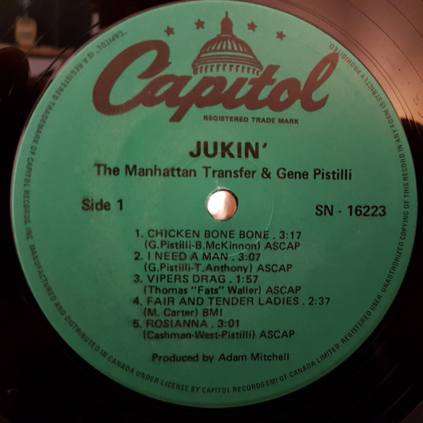 The Manhattan Transfer And Gene Pistilli - Jukin' | Capitol Records (SN-16223) - 2 The Manhattan Transfer And Gene Pistilli - Jukin' | Capitol Records (SN-16223) - 2